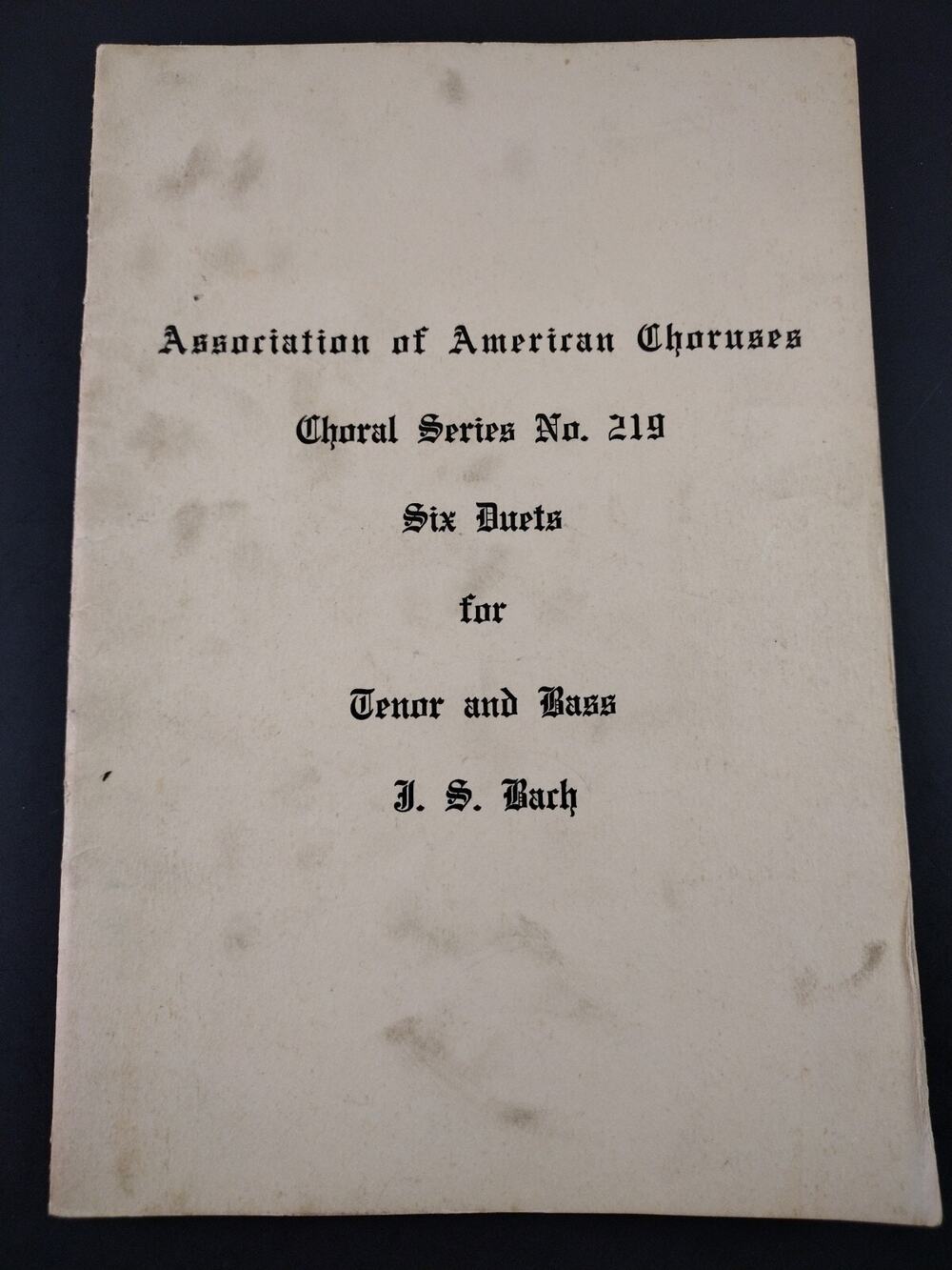 Bach Choral Series 219 Tenor Bass 1952 Sheet Music Association of American Choru